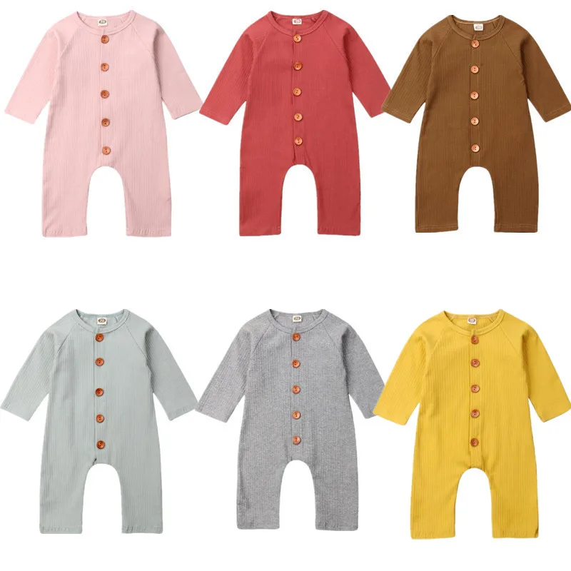 

6Color ! 0-24 M Toddler Baby Girls Clothes Basic Pure Color Outfit Long Sleeve Cotton Romper Baby Solid Jumpsuit Clothing