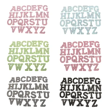 

Dingdian a to Z 26 piece 3D diamond letter patch silver / gray / Pink / Blue / Neon Green Pearl letter patch