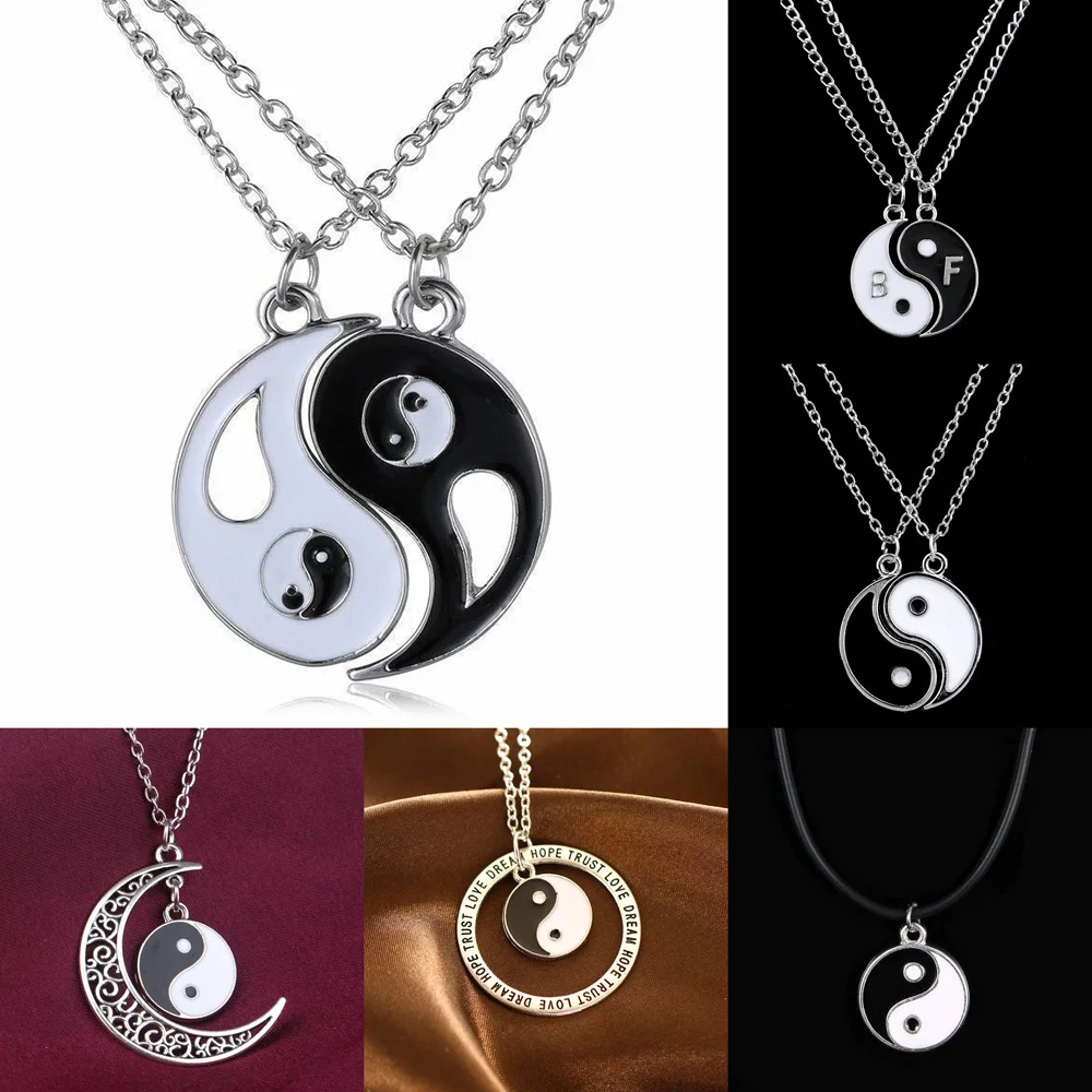 Лучший друг BBF Yin Yang Puzzle пара ожерелья с подвеской кулоном черно белые пары сестры