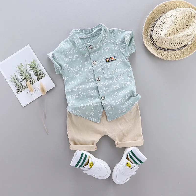 Boys Pants Outwear Shirt-Set Infant Baby Summer 1-2-3-4-Years Short Letter for Toddler