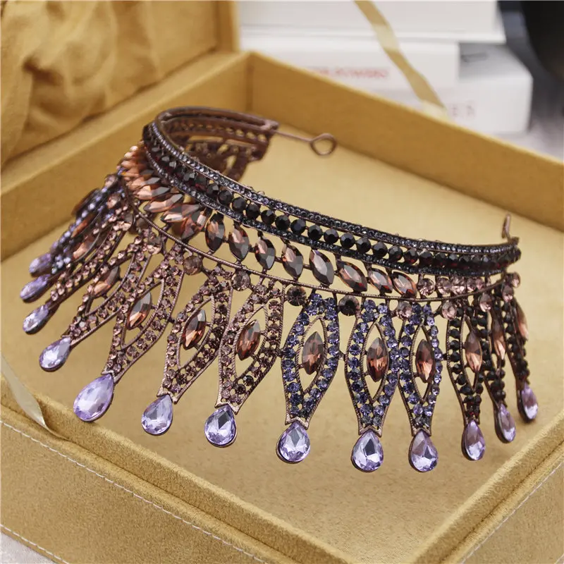 

Vintage Gorgeous Crystal Bridal Crown Women Prom Wedding Crown Headband Tiaras Queen Hair Jewelry Pageant Crown Headdress