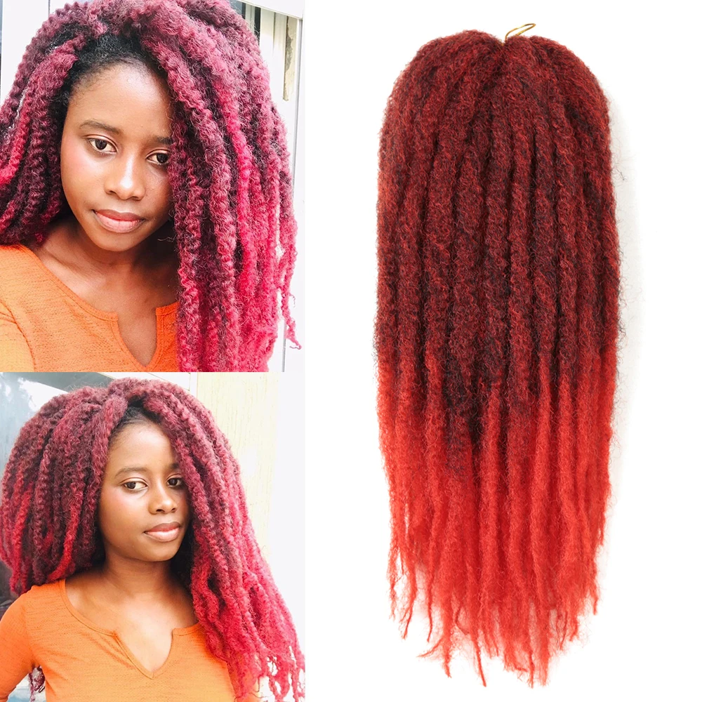 Golden Beauty 18Inch Synthetic Soft Afro Kinky Twist Ombre Braiding Hair Crochet Marly Braids Hair Extensions Blonde Grey Red
