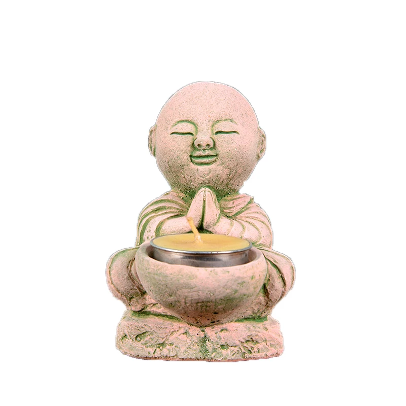 

WHYOU Sandstone Buddhism Table Decoration Candle Holder Buddha Decoration Southeast Asian Living Room Lucky Decoration