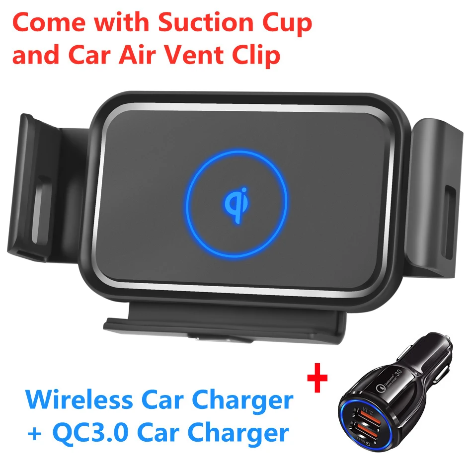 Qi Car Wireless Charger 10W Auto Clamping Phone Holder for Samsung Galaxy Fold Fold2 S10 iPhone XS 11 Max Xiaomi Huawei Mate X 