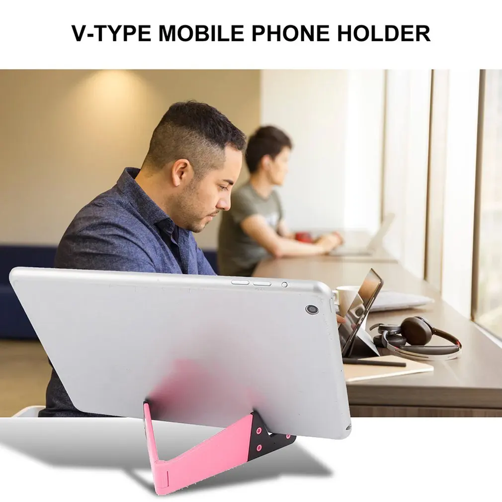 Universal Colorful Mobile Phone Holder Portable Foldable V Model Desktop Stand Mount Holder Cradle for iPhone 7 8 Samsung Xiaomi