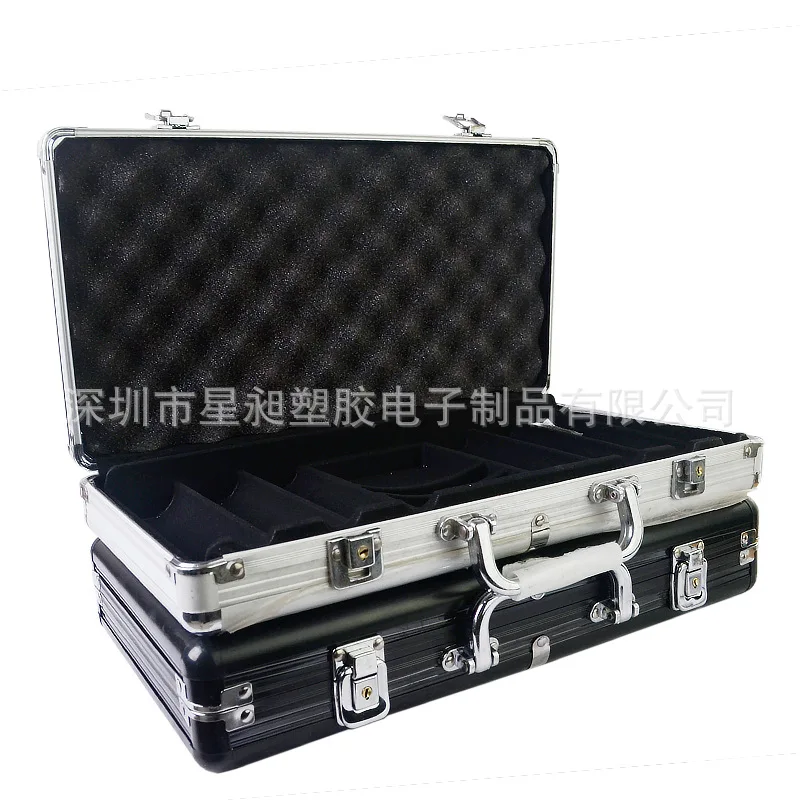 

500 Code Chip Cases Chips Aluminum Box Chips Aluminum Case Chips Suitcase Black And White with Pattern/Silver Aluminum Box