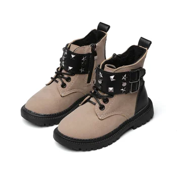 

Kids Boots Plus Velve Martin Boots Children Keep Warm Short Booties Retro Style Boys Girls Leather Snow Shoes SZ176
