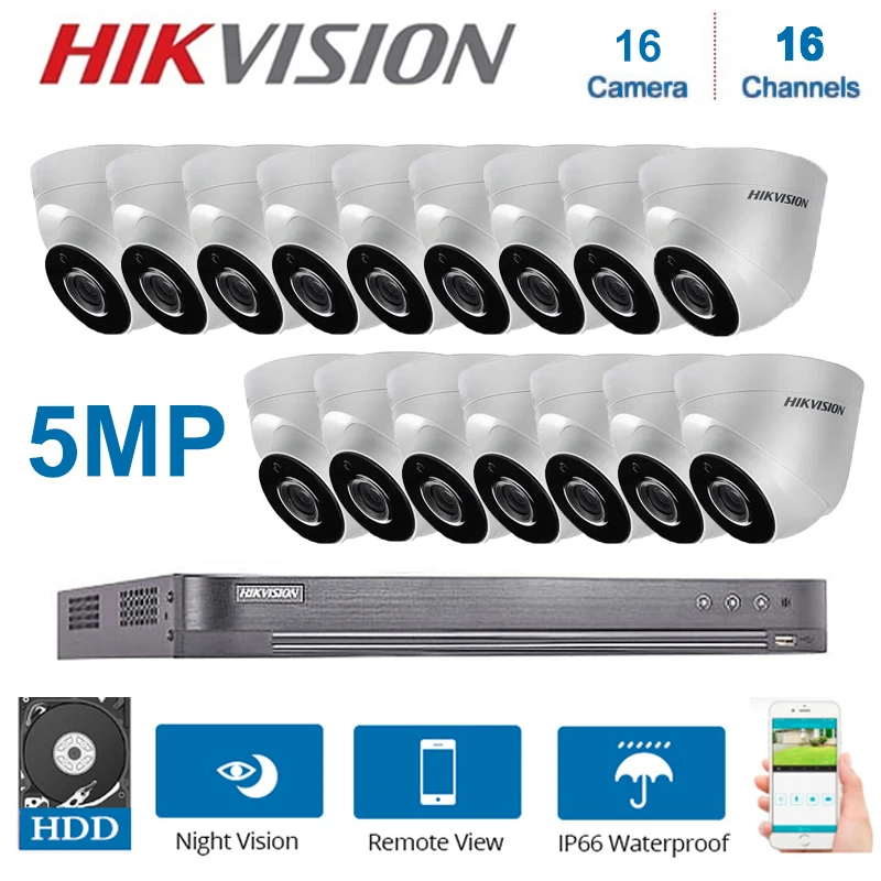 Камера видеонаблюдения Hikvision 16 каналов DVR шт. 5 Мп|Система наблюдения| |