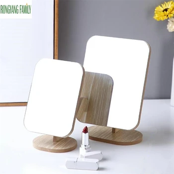 

European Makeup Mirror Wood Bathroom Accessories Desktop Decoration Mirror Student Dormitory HD Standing Cosmetic Dresser Mirror
