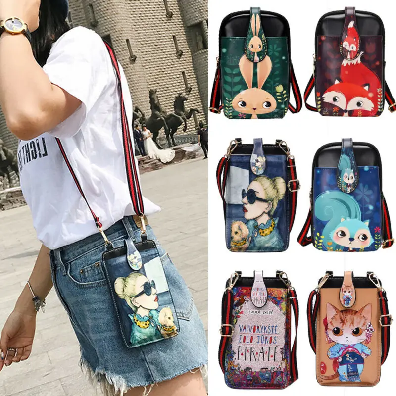 

2019 NEW Ladies Stylish Cross Body Messenger Bag Women Shoulder Over Bags Satchel Bag Cartoon Print Coin Purses