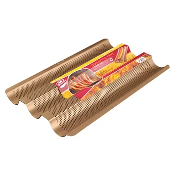

3 Slots Perforated Wave Loaf Bakeware French Bread Oven Kitchen Non Stick DIY Home Baking Tray Stainless Steel Baguette Mold Pan