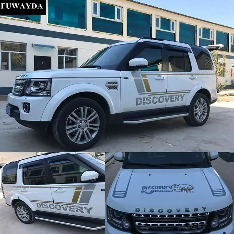 

Наклейка на кузов автомобиля SUV на заказ, цветные полоски, линия талии, кузов капота, украшение, тянуть цветок, большая буква для Land Rover Discovery 4