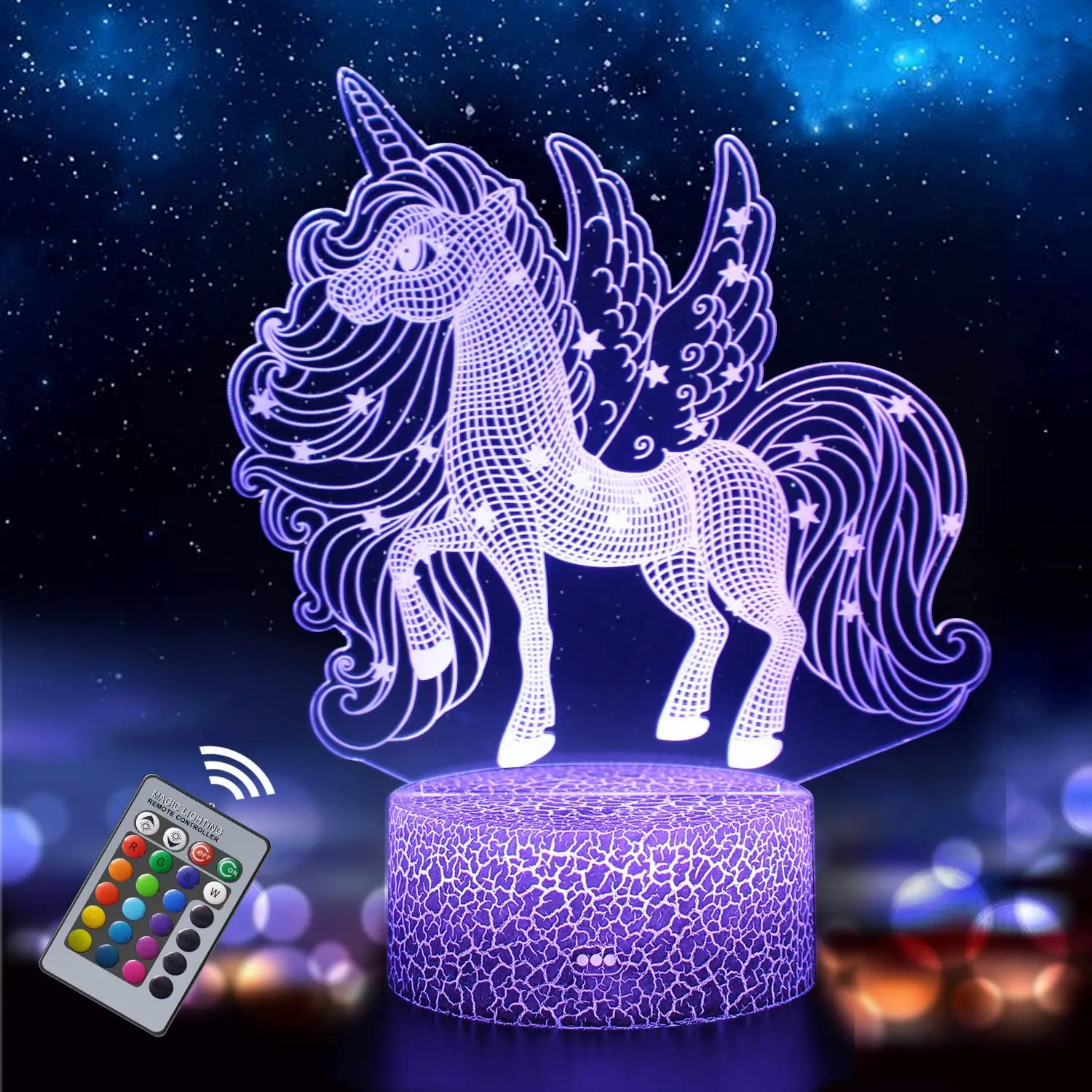 Veilleuse cheval 3D pour fille, lampe de table USB proxy 7, veilleuse LED,  cadeau d'anniversaire, décoration de chambre de bébé et d'enfant, cadeaux