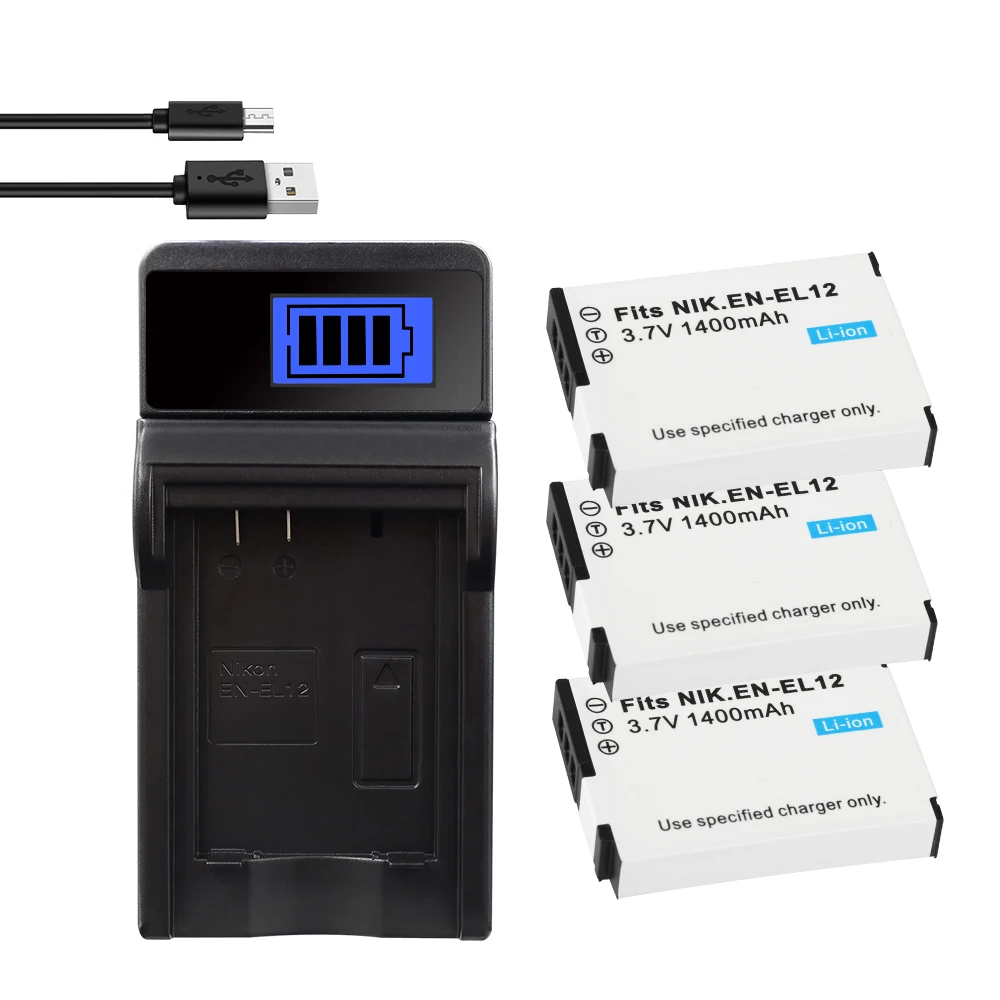 En-El12 Batteria 1400Mah Per Nikon Coolpix S610 S610C S620 S630 S710 S1000Pj P300 310 330 S6200 S6300 S9400 S9500 El12 Caricatore