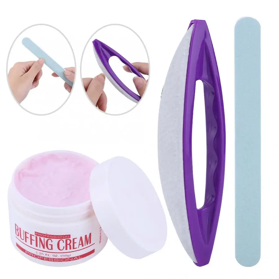 

Manicure Tool Set 3Pcs/Set Nail Art Buffing Cream + Nail Brush Buffer Varnish Polish + Polishing Strip Nail Art Buffers Kits