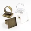 20mm 10pcs Silver Plated And Bronze Colors Plated Square Adjustable Ring Settings Blank/Base,Fit 20mm Glass Cabochons,Buttons ► Photo 2/6