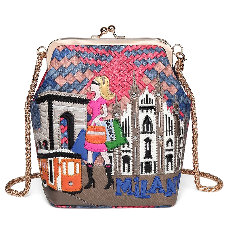 

KIITOS 2020 New Small Shoulder Bag Women Chain Bag Fashion Embroidery Creative Bag Clip Shoulder Messenger Bag