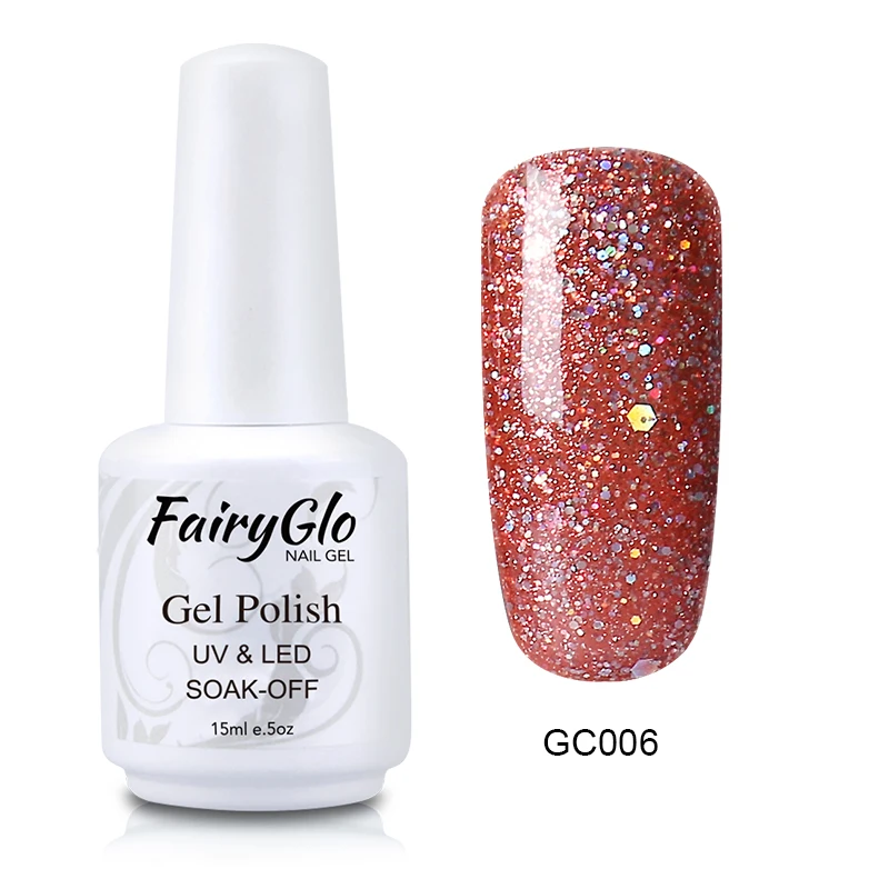 FairyGlo 15 мл Dimond Bling гель для ногтей УФ светодиодный Гель-лак-эмаль для ногтей краска для ногтей Гель-лак Полуперманентная блестящая краска гель лак для ногтей Чернила - Цвет: GC006