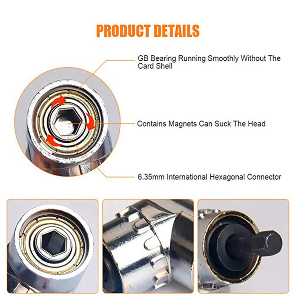 Магнитный драйвер, набор сверл, 105 градусов, правый угол, отвертка, набор сверл, адаптер, угловая дрель, Прецизионная отвертка 1/4