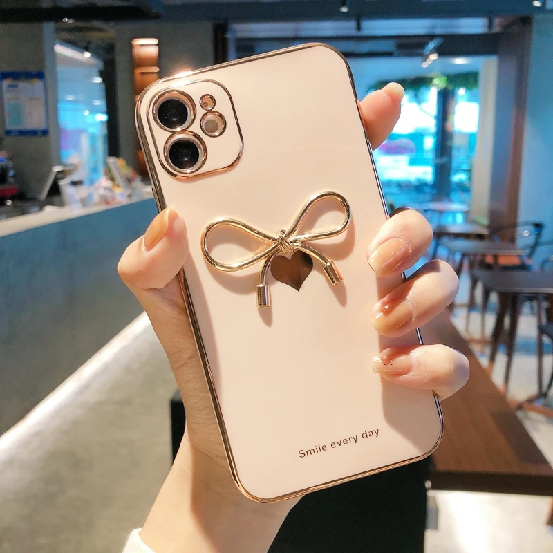 Silicone Love pattern bowknot  Case For iphone