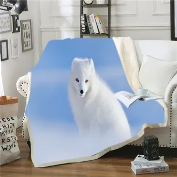 

3D Print Wild Animals Plush Blanket Fox tiger lion Sherpa Blanket Sofa Bedding Bed Blanket Comfortable Soft and Portable Blanket