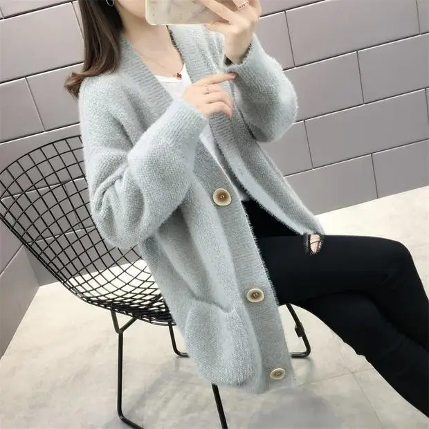 Blusas De Inverno Feminina, новинка 9270, зимний длинный вязаный кардиган с карманами, 66-1/F, 11 ряд, 5 полок