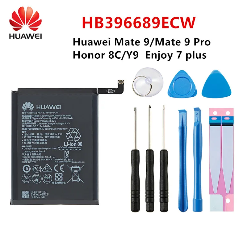 

Hua Wei 100% Orginal HB396689ECW 4000mAh Battery For Huawei Mate 9 Mate9 Pro Honor 8C Y9 2018 Version Enjoy 7 plus +Tools