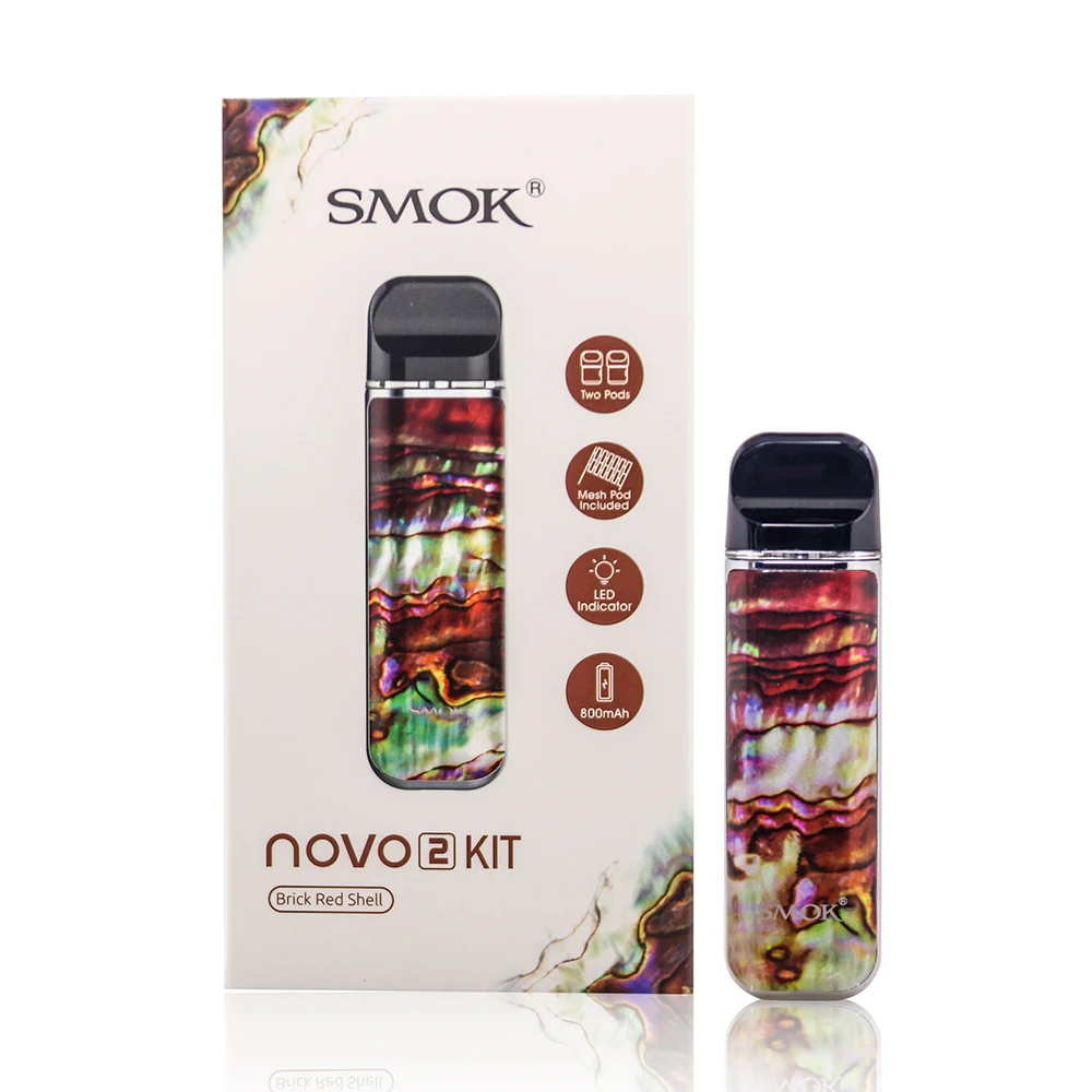 SMOK NOVO 2 Pod Vape комплект 800 мАч батарея 2 мл картридж Pod система электронная сигарета испаритель стартовый Vape комплект VS SMOK Nord - Цвет: Brick Red Shell