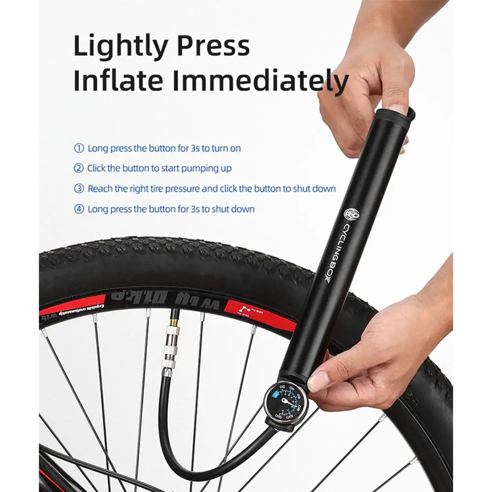

Universal US/French Specification Electric Bike Pump with Dial Portable Reliable Compact Bicycle Air Pump for Road Mountain Bike