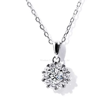 

Tianyu Gems Women 925 Silver 5mm Diamonds Pendant Necklace Moissanite Round Sparkle White Stone Necklace 18k Gold Plated Jewelry