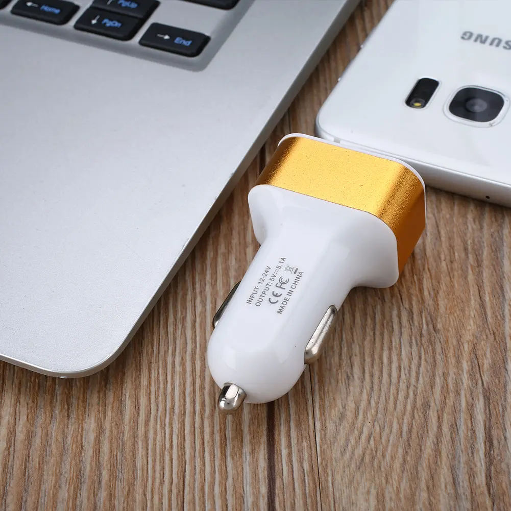 3 USB Автомобильное зарядное устройство большой динамик автомобильное зарядное устройство мобильный телефон универсальное автомобильное зарядное устройство адаптер для розетки - Название цвета: gold white