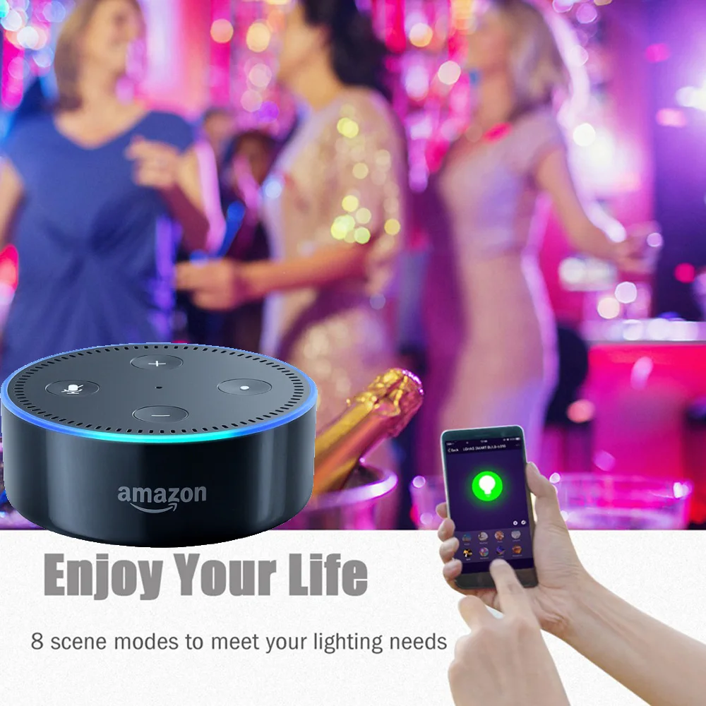 10 Вт RGBW LED Смарт лампочка WIFI диммируемая работа с Alexa/Google Home Bluetooth пульт