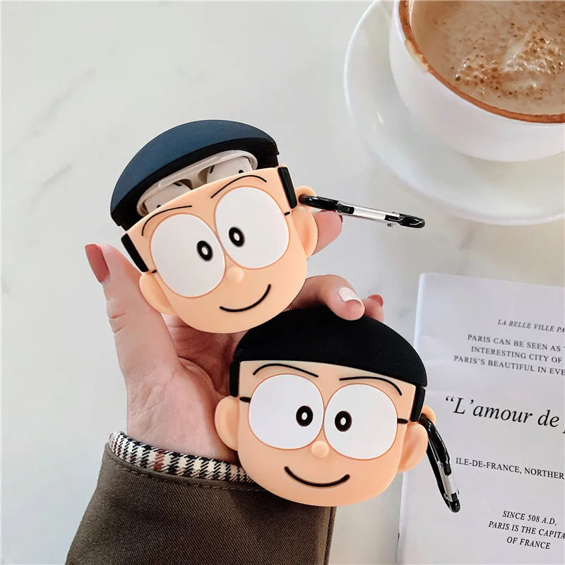 

For AirPods 2 Case 3D Nobita Nobi Anime Soft Silicone Wireless Earphone Cases For Apple Airpods Case Cute Cover Funda + Ring