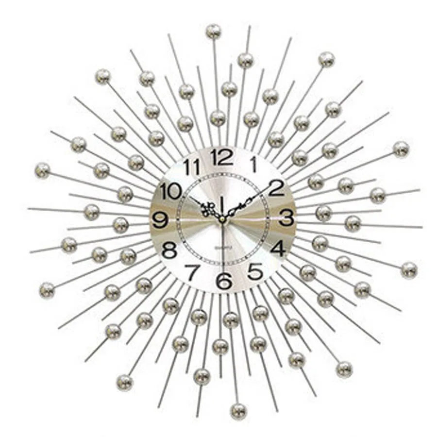 Роскошные большие настенные часы современный дизайн Европейский стиль 3D Декоративные креативные большие металлические часы железные настенные часы искусство домашний декор 27" - Цвет: 60x60cm Silver