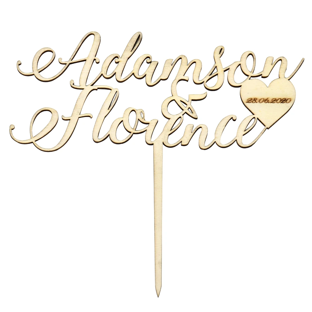 

Personalized Engraved Wedding Wooden Cake Topper Engraved Acrylic Name & Name Wood Cake Topper For Wedding Party Gift Decor