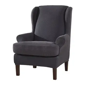 

2PCS Sloping Arm King Chair Cover Elastic Armchair Wingback Wing Sofa Chair Cover Stretch Protector Slip Cover 3 Colors