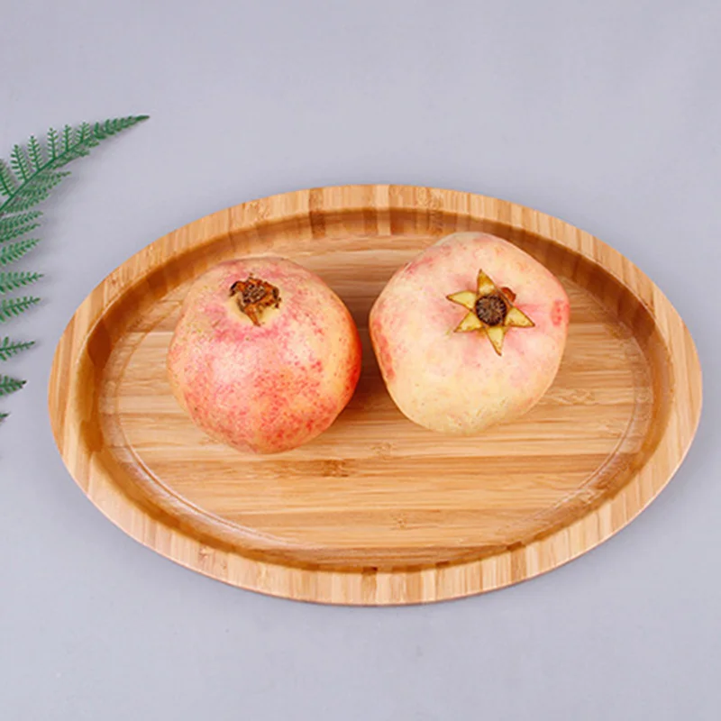 

Chinese Style Bamboo Oval Tray Cake Tray Cheese Board Tableware Green Wood Kitchen Tools