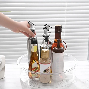 

Rotating Storage Tray Kitchen Countertop Cabinet Turntable Condiment Holder Cosmetic Organizer