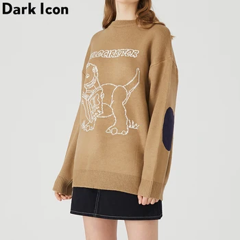 

Dinosaur Sweater Women Round Neck Pullover Sweaters Fashion Oversized Women’s Sweater Streetwear Clothing