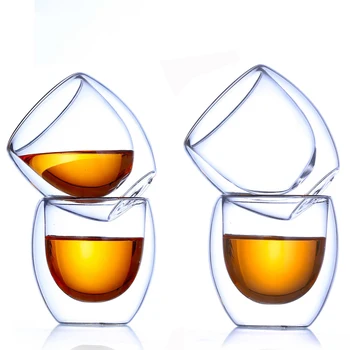 

Set of 4 Espresso Cups Cafe Latte Cups Cappuccino Cups Tea cups 80 Milliliter/2. 7 Ounce Double Walled Espresso Glasses DDC-08