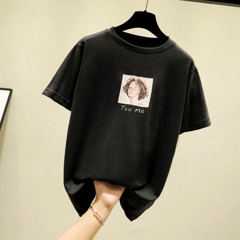 Принт Свободная Женская футболка серая японская Harajuku Tumblr Повседневная | одежда