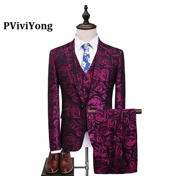 

PViviYong brand 2020 high quality suit men wedding, banquet，date, party, Business suit 3 piece (Jackets + Vest + Pants) 6126