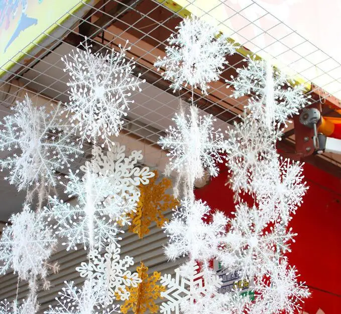 30 шт./лот 11 см Рождественское украшение белые снежинки пластиковое Рождественское дерево снежинки окно рождественские украшения для дома