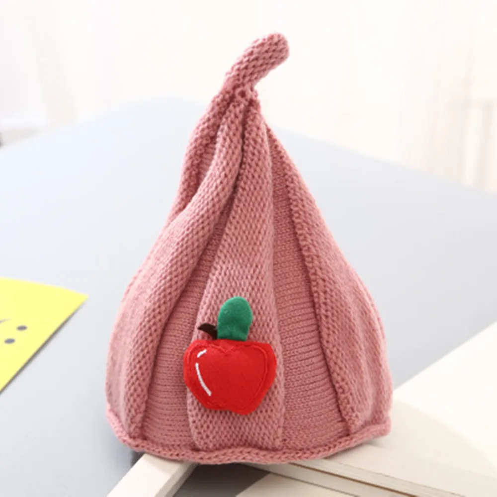 Pink Новая Корейская осенняя и зимняя модная детская шапка с острым углом для детей 5-24 месяцев, лидер продаж, шерстяная шапка, детская шапка с тыквой для родителей - Цвет: Pink