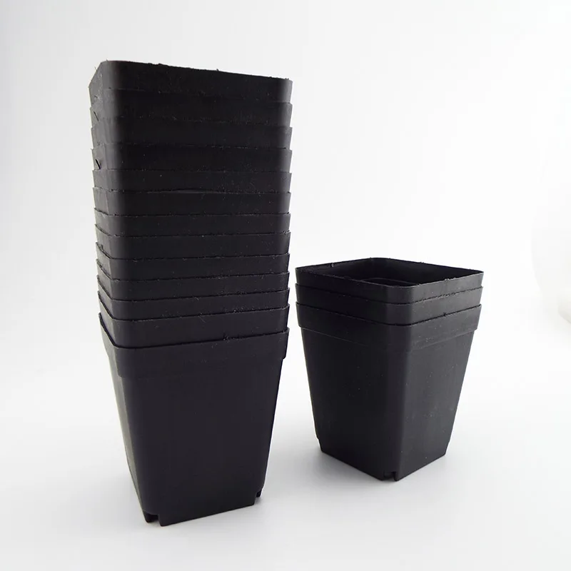 20/50pcs/lot PE Plastic Black Color Flower Pots Garden Planters Creative Small Square for Succulent plants vegetable | Дом и сад
