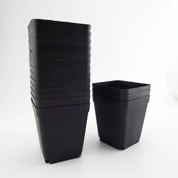

20/50pcs/lot PE Plastic Black Color Flower Pots Garden Planters Creative Small Square for Succulent plants vegetable