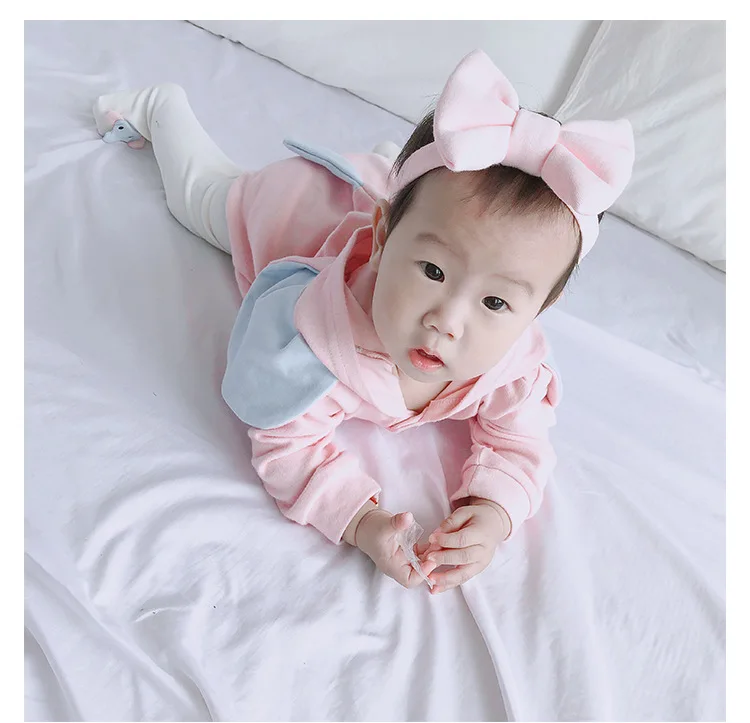 Новая осенняя одежда для маленьких девочек с рисунком слона, roupa infantil, корейские боди с длинными рукавами + леггинсы + шапка, Roupas De Bebe