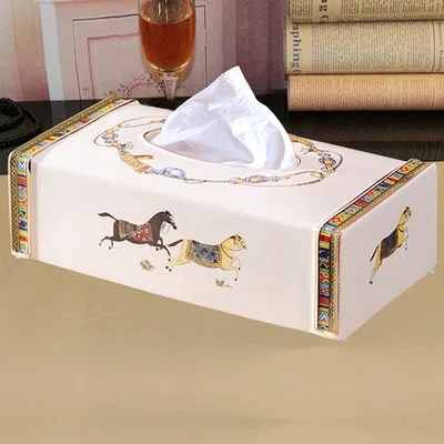 Коробка для салфеток, керамический держатель для ванной, роскошные съемные коробки для салфеток, украшение для гостиной, аксессуары для офисного стола - Цвет: Style 4