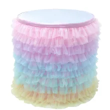 Новейшая модель; 9 слоев детское платье-пачка с фатиновой юбкой, Юбка для стола Baby Shower первый День рождения милых Скатерти DIY юбок свадебных платьев