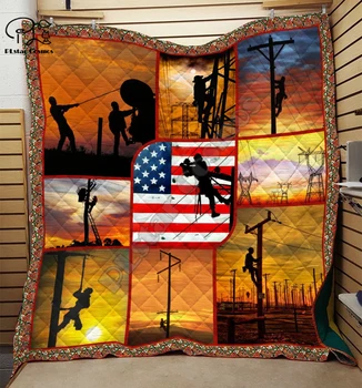 

Firefighter rescue team electrician 3D Quilt Blanket Bedding Throw Soft Warm Thin Office Blanket With Cotton style-8
